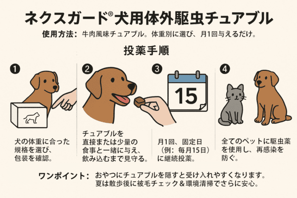 ネクスガードチュアブル投薬図解
