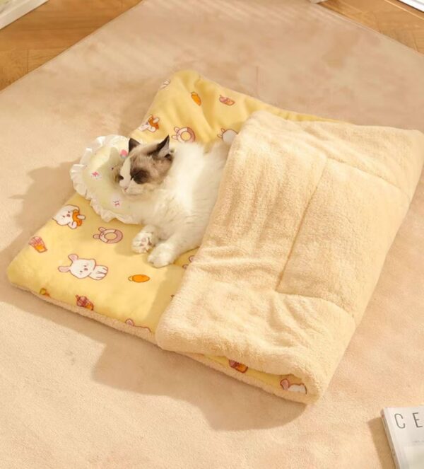 ペットベッド、滑り止め、ポリエステル綿入り、小型犬猫用、室内用 - 画像 (4)